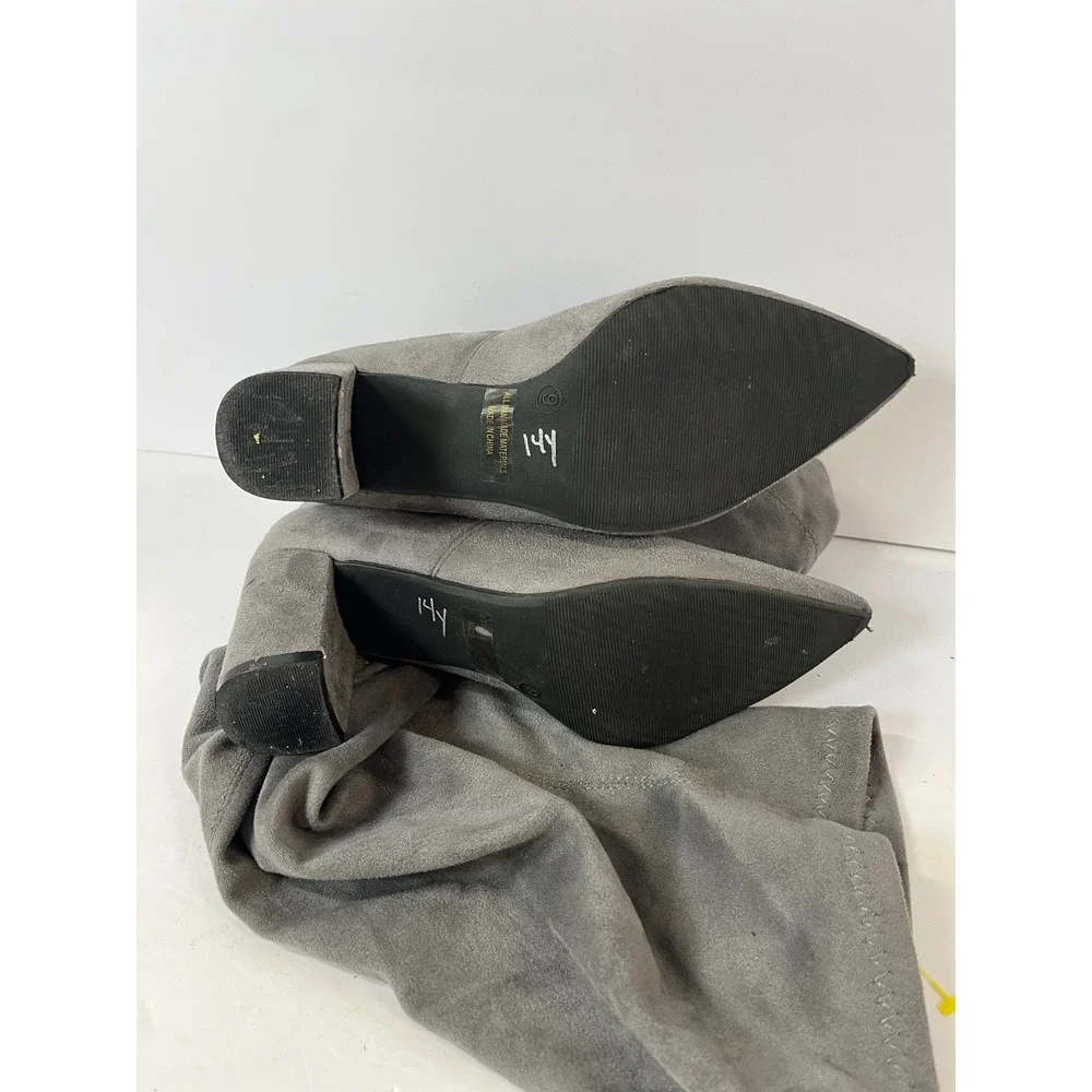 Gray Thigh High Pointed‎ Toe Block Heel Over the Knee Boots Women's Size 6